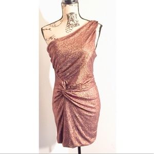 AUW Shimmering Bronze Halter Dress